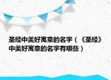 圣經中美好寓意的名字（《圣經》中美好寓意的名字有哪些）