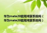 華為mate20能用鴻蒙系統(tǒng)嗎（華為mate20能用鴻蒙系統(tǒng)嗎）