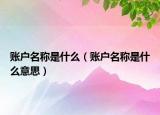 賬戶名稱是什么（賬戶名稱是什么意思）