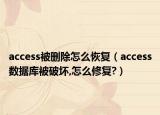 access被刪除怎么恢復(fù)（access數(shù)據(jù)庫被破壞,怎么修復(fù)?）