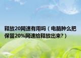 釋放20網(wǎng)速有用嗎（電腦腫么把保留20%網(wǎng)速給釋放出來?）