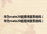 華為mate20能用鴻蒙系統(tǒng)嗎（華為mate20能用鴻蒙系統(tǒng)嗎）