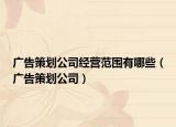 廣告策劃公司經(jīng)營(yíng)范圍有哪些（廣告策劃公司）
