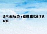 楊宗緯唱的歌（底細 楊宗緯演唱歌曲）
