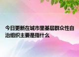 今日更新在城市里基層群眾性自治組織主要是指什么