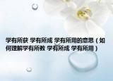 學(xué)有所獲 學(xué)有所成 學(xué)有所用的意思（如何理解學(xué)有所教 學(xué)有所成 學(xué)有所用）