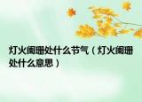 燈火闌珊處什么節(jié)氣（燈火闌珊處什么意思）