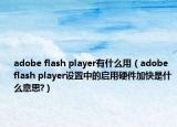 adobe flash player有什么用（adobe flash player設(shè)置中的啟用硬件加快是什么意思?）