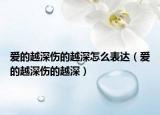 愛(ài)的越深傷的越深怎么表達(dá)（愛(ài)的越深傷的越深）
