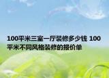 100平米三室一廳裝修多少錢 100平米不同風(fēng)格裝修的報(bào)價(jià)單