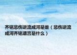 齊銘悲傷逆流成河是誰（悲傷逆流成河齊銘遺言是什么）