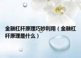 金融杠桿原理巧妙利用（金融杠桿原理是什么）