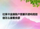 社?？ń鹑谫~戶需要開通嗎用微信怎么查看余額