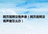 網(wǎng)頁視頻沒有聲音（網(wǎng)頁視頻沒有聲音怎么辦）
