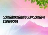 公積金提取金額怎么算公積金可以自己交嗎