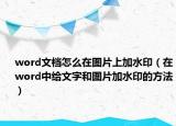 word文檔怎么在圖片上加水?。ㄔ趙ord中給文字和圖片加水印的方法）