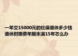 一年交15000元的社保退休多少錢退休時繳費年限未滿15年怎么辦