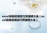 excel表格使用技巧快捷鍵大全（excel表格使用技巧快捷鍵大全）