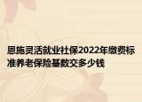 恩施靈活就業(yè)社保2022年繳費標準養(yǎng)老保險基數(shù)交多少錢