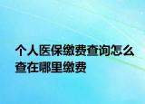 個人醫(yī)保繳費查詢怎么查在哪里繳費