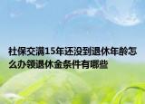 社保交滿15年還沒到退休年齡怎么辦領(lǐng)退休金條件有哪些