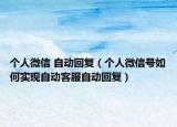 個(gè)人微信 自動(dòng)回復(fù)（個(gè)人微信號(hào)如何實(shí)現(xiàn)自動(dòng)客服自動(dòng)回復(fù)）