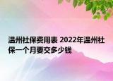 溫州社保費用表 2022年溫州社保一個月要交多少錢