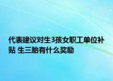 代表建議對(duì)生3孩女職工單位補(bǔ)貼 生三胎有什么獎(jiǎng)勵(lì)