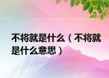 不將就是什么（不將就是什么意思）