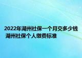 2022年湖州社保一個月交多少錢 湖州社保個人繳費標準