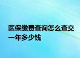 醫(yī)保繳費查詢怎么查交一年多少錢