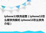 iphone13快充設(shè)置（iphone13怎么看快充模式 iphone13怎么快充介紹）