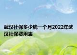 武漢社保多少錢一個月2022年武漢社保費用表