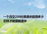 一個月交250社保退休能領多少怎樣才能提前退休