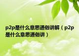 p2p是什么意思通俗講解（p2p是什么意思通俗講）