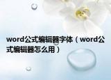 word公式編輯器字體（word公式編輯器怎么用）