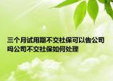 三個月試用期不交社保可以告公司嗎公司不交社保如何處理