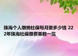 珠海個(gè)人繳納社保每月要多少錢 222年珠海社保繳費(fèi)基數(shù)一覽