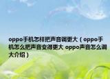 oppo手機怎樣把聲音調(diào)更大（oppo手機怎么把聲音變得更大 oppo聲音怎么調(diào)大介紹）