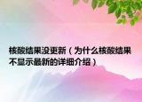 核酸結(jié)果沒更新（為什么核酸結(jié)果不顯示最新的詳細介紹）