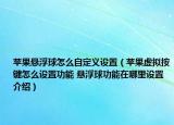 蘋果懸浮球怎么自定義設(shè)置（蘋果虛擬按鍵怎么設(shè)置功能 懸浮球功能在哪里設(shè)置介紹）