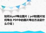 如何從pdf導(dǎo)出圖片（pdf的圖片如何導(dǎo)出 PDF中的圖片導(dǎo)出方法是什么介紹）