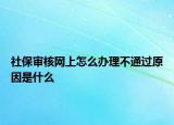 社保審核網(wǎng)上怎么辦理不通過(guò)原因是什么