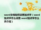 word文檔如何設置加點字（word加點字怎么設置 word加點字怎么弄介紹）