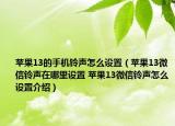 蘋果13的手機鈴聲怎么設(shè)置（蘋果13微信鈴聲在哪里設(shè)置 蘋果13微信鈴聲怎么設(shè)置介紹）