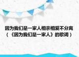 因?yàn)槲覀兪且患胰讼嘤H相愛不分離（《因?yàn)槲覀兪且患胰恕返母柙~）