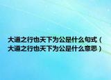 大道之行也天下為公是什么句式（大道之行也天下為公是什么意思）