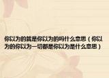 你以為的就是你以為的嗎什么意思（你以為的你以為一切都是你以為是什么意思）