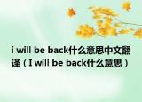 i will be back什么意思中文翻譯（I will be back什么意思）