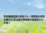 怎樣調微信提示音量大?。ㄎ⑿盘崾疽粼趺凑{大小 怎么調節(jié)微信提示音音量大小介紹）